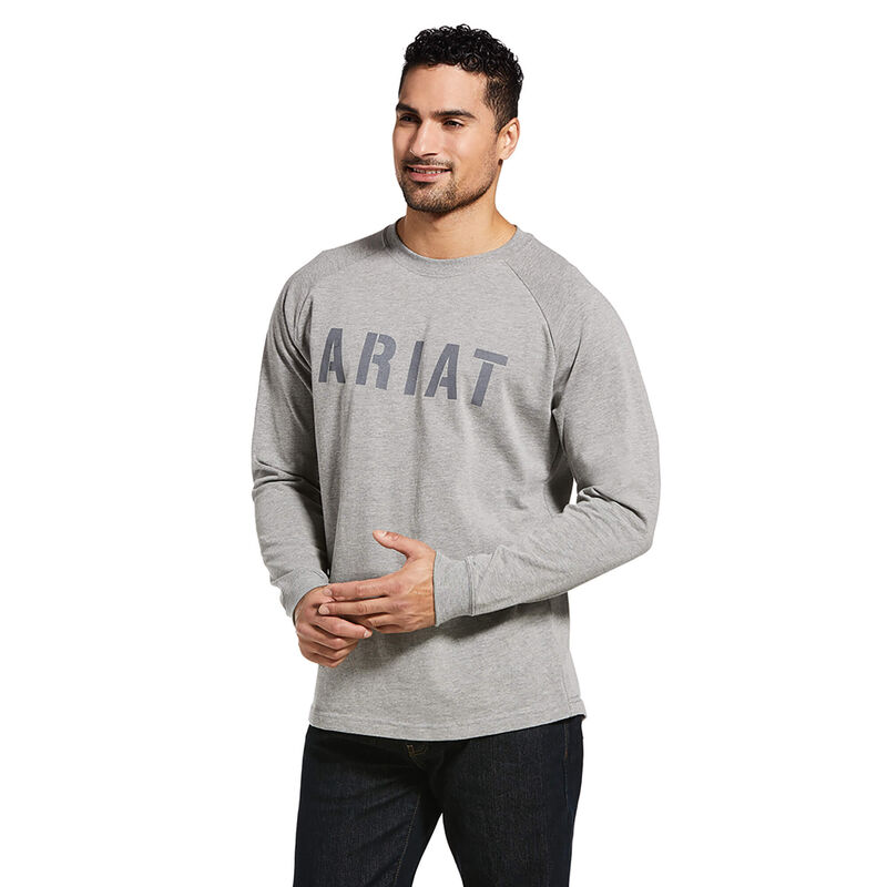 Ariat T-Shirts Herren - Rebar Cottonstrong Block Grau ( CDUGA-7329 )